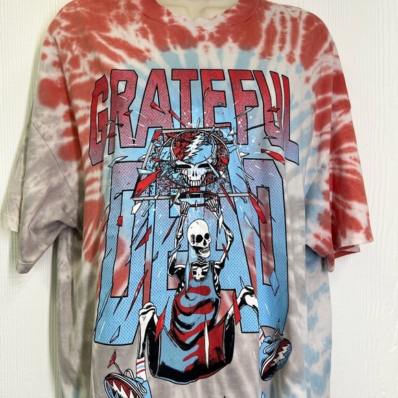 H&M - Grateful Dead Tie Dye Skeleton Basketball Graphic Oversized T Shirt XXS - Picture 5 of 10